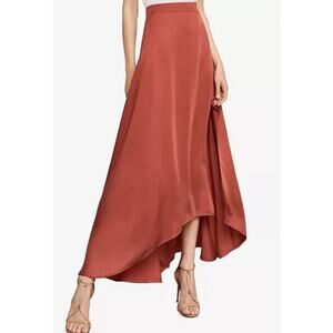 BCBG Maxazria Jillian Asymmetrical Maxi Skirt Long Flowy Slit Womens XXS Orange